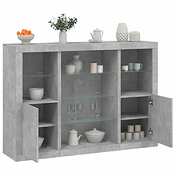 Maison Chic Lot de 3 Commode Buffet - Meuble de rangements avec lumières LED gris béton bois d'ingénierie -GKD70462