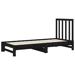 Avis vidaXL Lit coulissant sans matelas noir 2x(90x200) cm