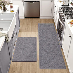 Tapis Cuisine Devant Tapis de Couloir Gris 45x70cm Tapis Cuisine Devant Evier, Tapis de Couloir en TPR Caoutchouc Antidérapant et Lavable pour Chambre, Salon , Bureau - Gris 45x70cm