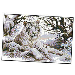 Acheter Kits De Point De Croix Estampé Et Compté - Tigre Blanc 11ct 65x45cm