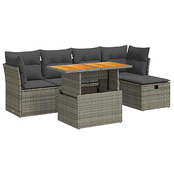 vidaXL Salon de jardin avec coussins 6 pcs gris résine tressée acacia