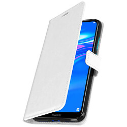 Avizar Housse Huawei Y7 2019 Étui folio Portefeuille Fonction Support Vidéo blanc