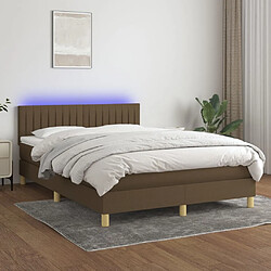 Sommier à lattes,Cadre à lattes de lit pour Adulte matelas et LED Marron foncé 140x190 cm -MN28060