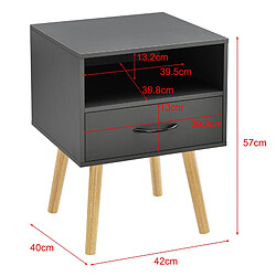 Helloshop26 Table de chevet de nuit commode à tiroir meuble bas avec espace de stockage 57 cm gris foncé 03 0006230