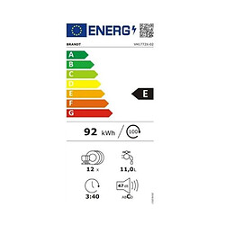 Lave-vaisselle 60cm 12c 47db a++ intégrable avec bandeau inox - vh1772x - BRANDT