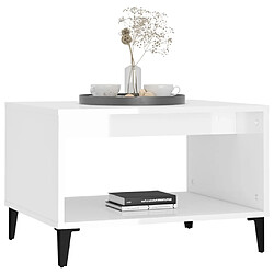 Acheter Maison Chic Table basse,Table Console Table d'appoint, Table pour salon Blanc brillant 60x50x40 cm Bois d'ingénierie -MN84148