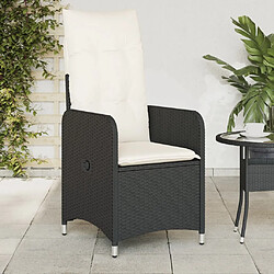 vidaXL Chaises inclinables de jardin lot de 2 et coussins noir rotin