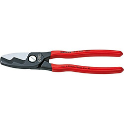 KNIPEX Coupe-câbles à double tranchant, tête brunie, poignées à gaine en plastique, Long. : 200 mm, Ø de la capacité de coupe 20 mm, Section du conducteur 70 mm²