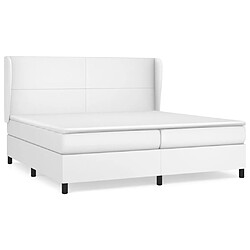 vidaXL Sommier à lattes de lit avec matelas Blanc 200x200cm Similicuir