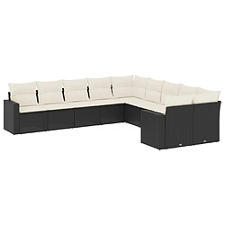 Maison Chic Salon de jardin 10 pcs avec coussins | Ensemble de Table et chaises | Mobilier d'Extérieur noir résine tressée -GKD8294