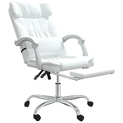 Helloshop26 Chaise fauteuil siège pivotante de inclinable de bureau informatique étude similicuir blanc 02_0024233 pas cher