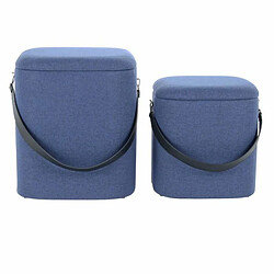 Paris Prix Lot de 2 Poufs & Coffres de Rangement Arabella 44cm Bleu & Noir