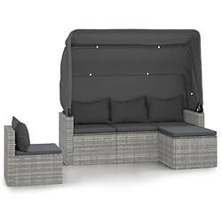 vidaXL Salon de jardin 4 pcs avec coussins gris résine tressée