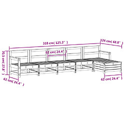 Acheter vidaXL Salon de jardin 6 pcs bois massif sapin de douglas