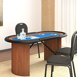 vidaXL Table de poker 10 joueurs Bleu 160x80x75 cm 