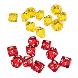 Avis 20 pièces dés polyédriques D10 pour les donjons et les dragons Jeux jaune + rouge