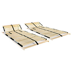 vidaXL Sommiers à lattes sans matelas 2 pcs avec 28 lattes 70x200 cm