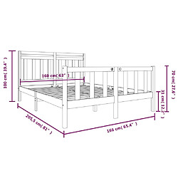 vidaXL Cadre de lit sans matelas bois massif 160x200 cm pas cher