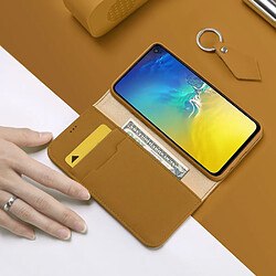 Dux Ducis Etui en cuir véritable Wish Series stand (certifié cnas/cma) kaki pour votre Samsung Galaxy S10e