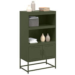 Avis vidaXL Buffet haut vert olive 68,5x38,5x123,5 cm acier