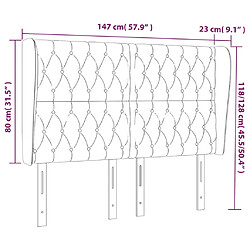 Acheter vidaXL Tête de lit avec oreilles Gris foncé 147x23x118/128 cm Velours