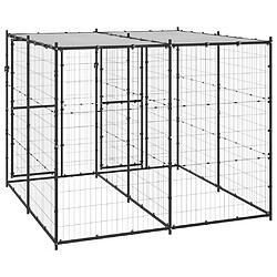 Acheter Helloshop26 Chenil extérieur cage enclos parc animaux chien extérieur acier avec toit 4,84 m² 02_0000401