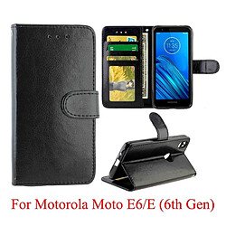 Wewoo Housse Coque Etui en cuir Flip pour Motorola Moto E6 Texture Crazy Horse horizontal avec support & logements de cartes & Portefeuille et cadre photo noir