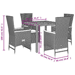 Acheter Maison Chic Ensemble à manger d'extérieur 5 pcs avec coussins,Salon de jardin,Mobilier de jardin Noir Résine tressée -GKD316966