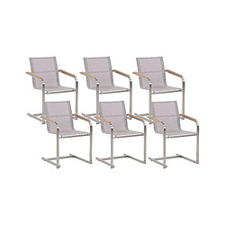 Beliani Lot de 6 chaises COSOLETO Acier inox Beige