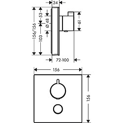 Hansgrohe Thermostat Up Show Erse Select Verre FS Highflow 1 consommateurs Blanc/chromé, 15735400