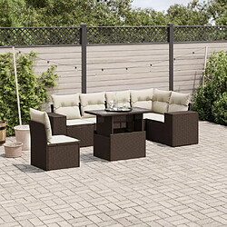 vidaXL Salon de jardin avec coussins 7 pcs marron résine tressée