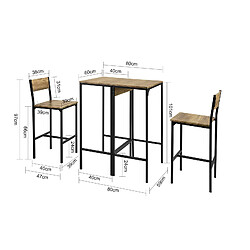 Acheter SoBuy OGT42-F Ensemble 2 Tables Hautes et 2 Chaises de Bar (4 pièces en total), Ensemble Tables et Chaises de Salle à Manger