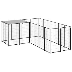 Helloshop26 Chenil extérieur cage enclos parc animaux chien 4,84 m²110 cm acier noir 02_0000533