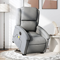 Maison Chic Fauteuil Relax pour salon, Fauteuil inclinable de massage électrique Gris clair Tissu -GKD32524