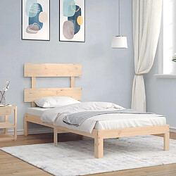 Maison Chic Cadre/structure de lit avec tête de lit pour adulte - Lit Moderne Chambre simple bois massif -MN70226