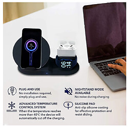 Chrono Station de charge sans fil pour iPhone, iWatch, AirPod, iWatch - Station de charge 3 en 1 compatible Apple pour téléphones 12/11/Xs/Max/XR/X/8/8 plus et Samsung Galaxy - Chargeur multi sans fil portable rapide,(noir) pas cher