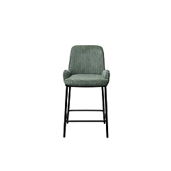 Lisa Design Salinas - lot de 2 chaises de bar - en velours côtelé - vert - H65 cm