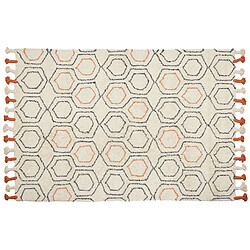 Beliani Tapis en coton beige et orange 160 x 230 cm HAJIPUR