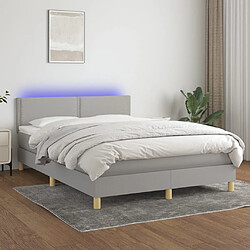 Sommier à lattes,Cadre à lattes de lit et matelas et LED pour Adulte Gris clair 140x200 cm -MN22353