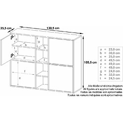 Avis Mpc Buffet Noir Mat Façades Chêne Nature + LED Rgb (lxhxp): 130,5 X 105,5 X 35,5 Cm