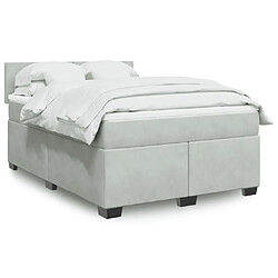 Vidaxl Sommier à lattes de lit et matelas Gris clair 140x190cm Velours