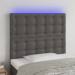 Maison Chic Tête de lit scandinave à LED,meuble de chambre Gris 80x5x118/128 cm Similicuir -MN55715