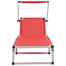 Avis vidaXL Chaise longue pliable avec toit aluminium et textilène rouge