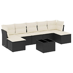 vidaXL Salon de jardin 8 pcs avec coussins noir résine tressée