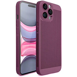 Moozy VentiGuard Coque pour iPhone 15 Pro, 6,1", Housse Respirante avec Motif Perforé pour la Circulation de l'Air, Ventilation, Coque Anti-Surchauffe pour iPhone 15 Pro, 15 Pro Case, Violet