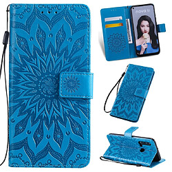 Wewoo Housse Coque Impression pressée motif tournesol étui en cuir PU rabattable horizontal pour Huawei Nova 5i / P20 Lite 2019avec support et fentes cartes et portefeuille et lanière bleu