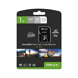 PNY Pro Elite Carte Mémoire 1To Micro SDXC 100Mo/s Noir Gris