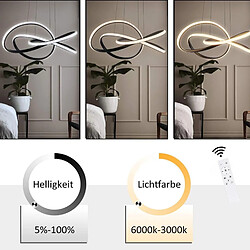 NETTLIFE Suspension LED salon noir lampe suspendue réglable en hauteur Ø58cm 68W anneaux lustre plafonnier dimmable avec télécommande pas cher