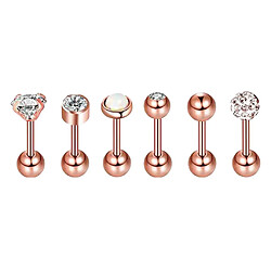 6/12 Sets Acier Zircon Strass Boucle D'oreille Piercing Bijoux Or Rose 6 Ensembles