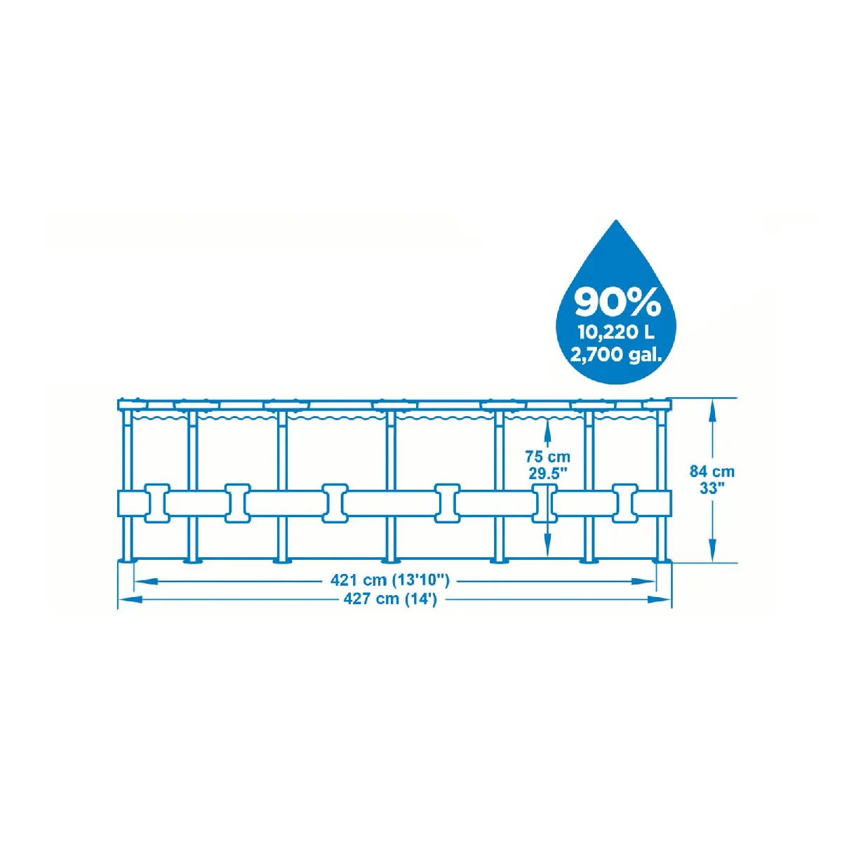 Acheter Piscine Hors-sol Tubulaire Bestway Steel Pro Max 427x84 cm Épurateur à Cartouche de 2 006 L/H